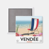 フランス海辺のビーチ旅行ポスター マグネット (正面/裏面)