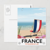 フランス海辺ビーチ旅行ポスター ポストカード (正面/裏面)