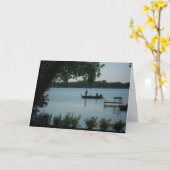 「フランス湖での釣り」回復祝いカード カード (黄色い花)