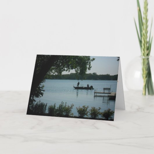 「フランス湖での釣り」回復祝いカード カード (正面)