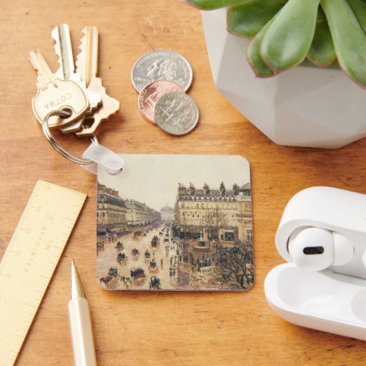 フランス演劇広場、パリの雨（1898） カミーユ・ピサロによる印象派の美術品 キーホルダー (デスク)