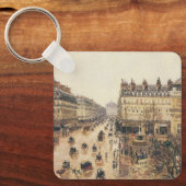 フランス演劇広場、パリの雨（1898） カミーユ・ピサロによる印象派の美術品 キーホルダー (正面)