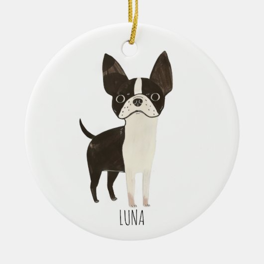 フランス犬 セラミックオーナメント (正面)