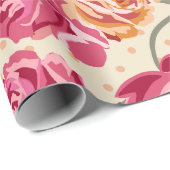 フランス産ピンクのバラの包装紙 ラッピングペーパー (ロールコーナー)