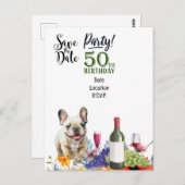 フランス産ブルドッグとの50歳誕生日パーティー ポストカード (正面/裏面)
