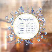 フランス産ブルーの野生の花の円形営業時間 ウィンドウサイン (シート2)