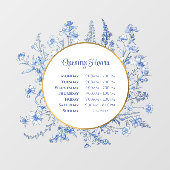 フランス産ブルーの野生の花の円形営業時間 ウィンドウサイン (シート)