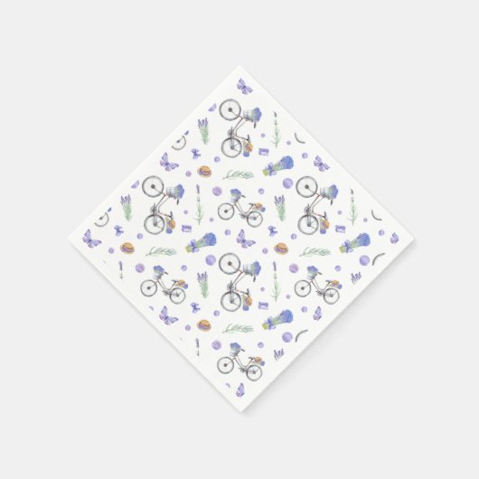 フランス産ラベンダーの蝶模様 スタンダードカクテルナプキン (角)