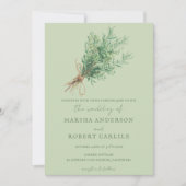 フランス田園風のローズマリーの花束をあしらった結婚式の招待状 招待状 (正面)