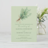 フランス田園風のローズマリーの花束をあしらった結婚式の招待状 招待状 (スタンド正面)