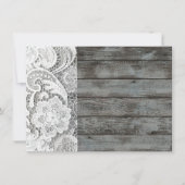 フランス田舎風の上品な納屋の木とレース 招待状 (正面)
