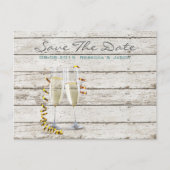 フランス田舎風の白塗り木製シャンパンフルート 案内ポストカード (正面)