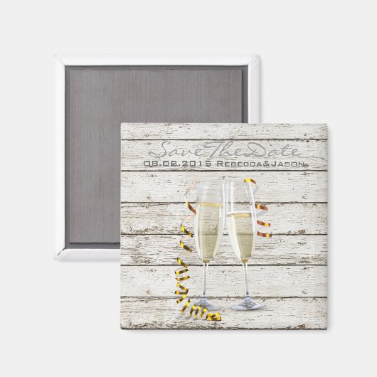 フランス田舎風の白塗り木製シャンパンフレーム マグネット (正面/裏面)