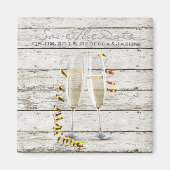 フランス田舎風の白塗り木製シャンパンフレーム マグネット (正面)