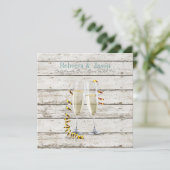 フランス田舎風の白塗り木製シャンパンフレーム 招待状 (スタンド正面)