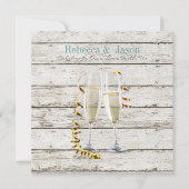 フランス田舎風の白塗り木製シャンパンフレーム 招待状 (正面)