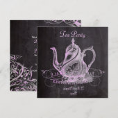 フランス田舎風急須黒板茶会 招待状 (正面/裏面)