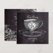 フランス田舎風 ティーカップ 黒板 お茶会 招待状 (正面/裏面)