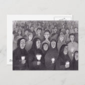 フランス祈のルルドでロウソクの光で ポストカード (正面/裏面)