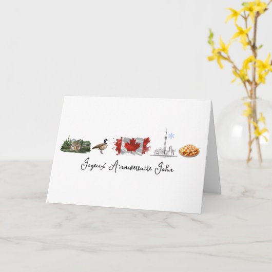 フランス系カナダ人の誕生日おめでとうカード、ケベック州 カード (黄色い花)