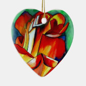 フランス自由の赤いバラの水彩画アート セラミックオーナメント (右)