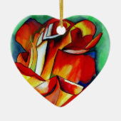 フランス自由の赤いバラの水彩画アート セラミックオーナメント (正面)