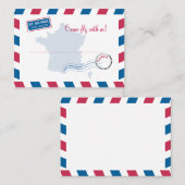 フランス航空便エスコート/シー結婚ティングカード プレイスカード (正面/裏面)