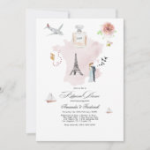 フランス行き先の結婚式のリハーサルディナー 招待状 (正面)