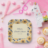 フランス製ひまわりイエロー カスタム ブライダルシャワー ペーパープレート (パーティー)