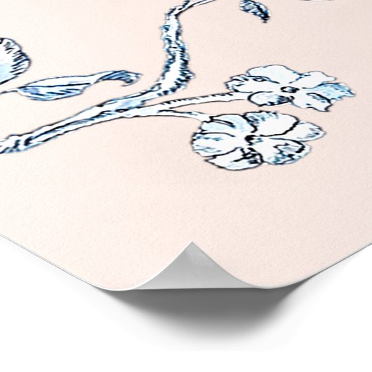 フランス製トイレ ブルー＆ピンクのウェディングシャワーの歓迎 ポスター (角)