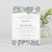 フランス製トワールとサググリーンのリボン 招待状 (スタンド正面)