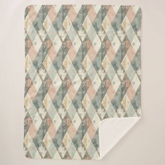 フランス製レトロハーレクインシャギーブランケット シェルパブランケット (正面)