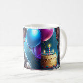 フランス誕生日バッシュ:かわいいフランスのブルドッグ コーヒーマグカップ (正面右)