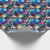 フランス誕生日バッシュ：かわいいフランスのブルドッグ ラッピングペーパー (角)