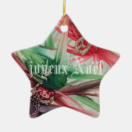 フランス語のクリスマスメッセージ / Merry Christmas in French セラミックオーナメント