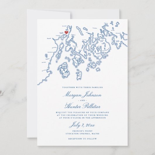 フランス語のポイントメインAll-in-One QRコード結婚ズ 招待状 (正面)