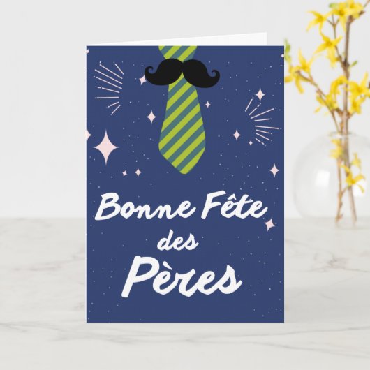 フランス語の父の日 Bonne Fete Des Peres カード (黄色い花)
