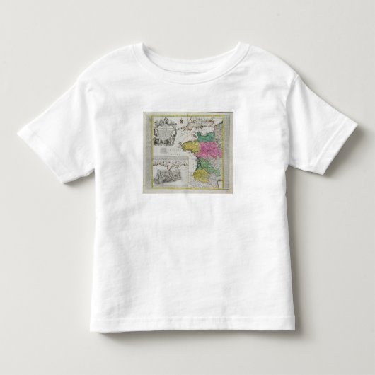 フランス語の英国の海軍攻撃を示すドイツの地図 トドラーTシャツ (正面)