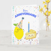 フランス語の誕生日お祝いメッセージ Bon Anniversaire カード (黄色い花)