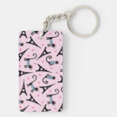 フランス語はエッフェル塔パターンを持つ服を着せられた猫のスタイルを作ります キーホルダー (裏面)