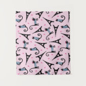 フランス語はエッフェル塔パターンを持つ服を着せられた猫のスタイルを作ります タペストリー (正面)