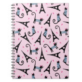 フランス語はエッフェル塔パターンを持つ服を着せられた猫のスタイルを作ります ノートブック (正面)