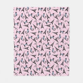 フランス語はエッフェル塔パターンを持つ服を着せられた猫のスタイルを作ります フリースブランケット (正面)