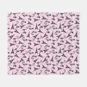 フランス語はエッフェル塔パターンを持つ服を着せられた猫のスタイルを作ります フリースブランケット (正面(横))