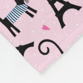 フランス語はエッフェル塔パターンを持つ服を着せられた猫のスタイルを作ります フリースブランケット (角)