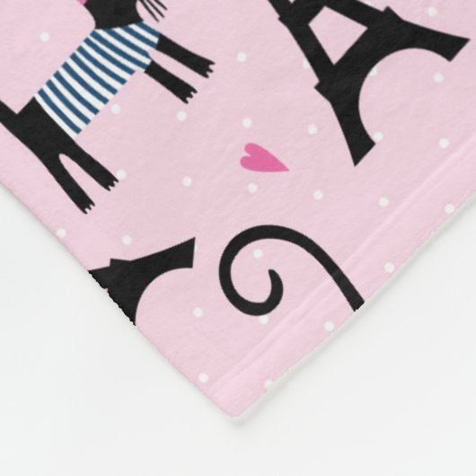 フランス語はエッフェル塔パターンを持つ服を着せられた猫のスタイルを作ります フリースブランケット (角)