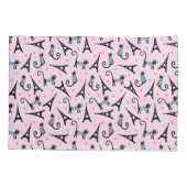 フランス語はエッフェル塔パターンを持つ服を着せられた猫のスタイルを作ります 枕カバー (裏面-左)