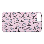 フランス語はエッフェル塔パターンを持つ服を着せられた猫のスタイルを作ります Case-Mate iPhoneケース (裏面(横))