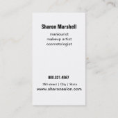 フランス語はネイルアーチストの美容院のスパを釘付けします 名刺 (裏面)