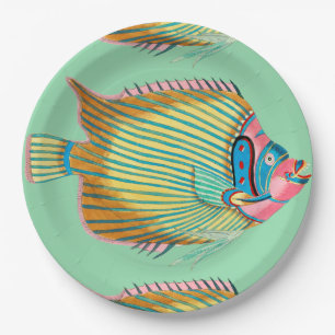 フランス語を持つ想像力に富む魚 ペーパープレート